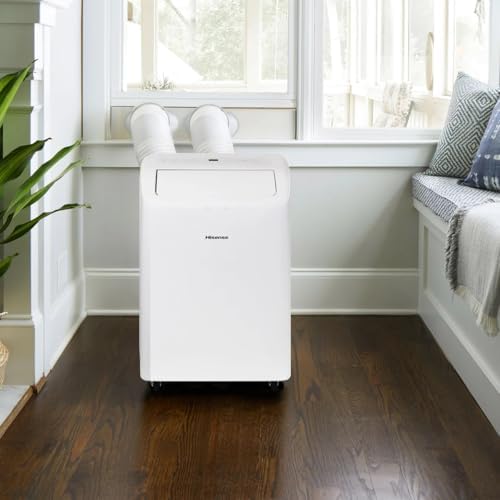 Hisense 8,000 BTU Portable Air Conditioner with Dual Hose & Inverter, 350 Sq Ft, Wi-Fi, ConnectLife App for Google and Alexa, 3 operating modes, Noise 42 dB(A) - HAP0824TWD, White