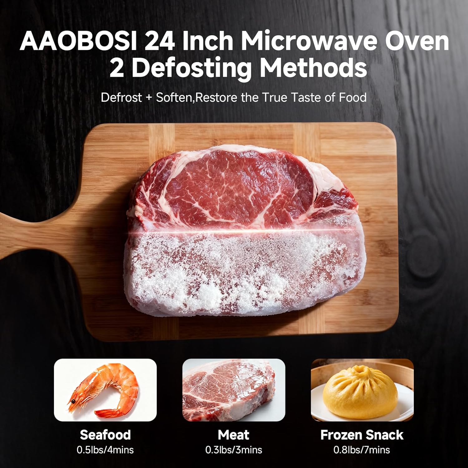 AAOBOSI 24Inch 1.6 Cu.Ft Microwave Ovens Air Fryer Combos, Sensor&Auto Cook, Convection Oven 8 Cooking Modes, Tempered Glass,1000W Power