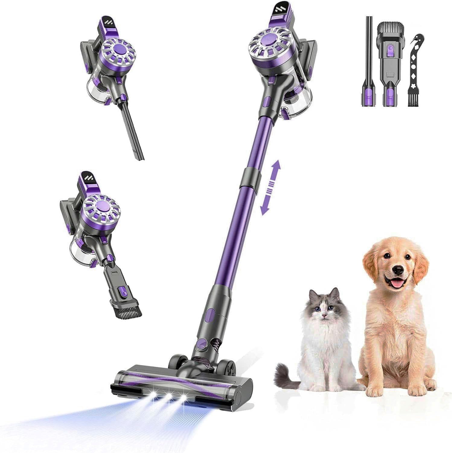 Cordless Vacuum Cleaner,Vacuum Cleaners for Home with Super Suction,Lightweight Stick Vacuum with 35 Mins Runtime,Rechargeable Cordless Vacuum for Carpet, Tile, Pet Hair, Hardwood Floors(Dark Purple)