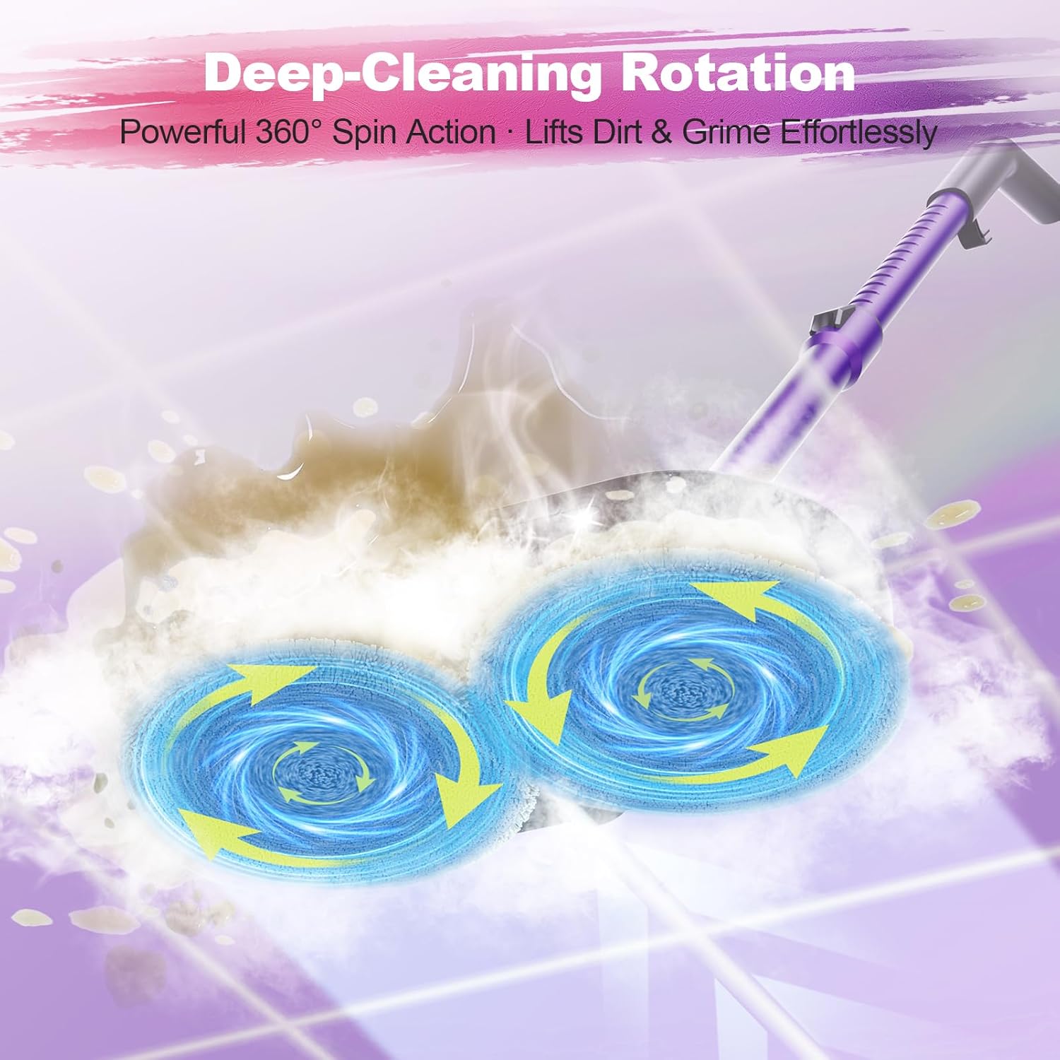 Scrubbing Steam Mop with Rotating Pads, All-in-One Spin Steam Cleaner for Floor Cleaning, Large Tank, 23FT Cord, LED Headlights, Reusable Pads & Self-Standing, Safe for Hard Floor/Laminate/Marble