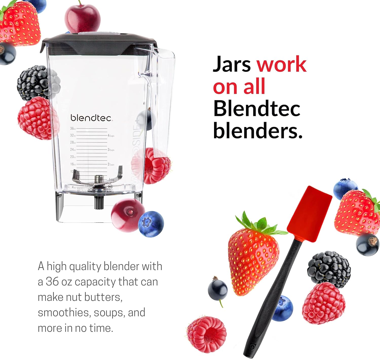Blendtec Classic 575 Blender - WildSide+ Jar and Spoonula Spatula BUNDLE - Professional-Grade Power - Self-Cleaning - 4 Pre-programmed Cycles - 5-Speeds - Black