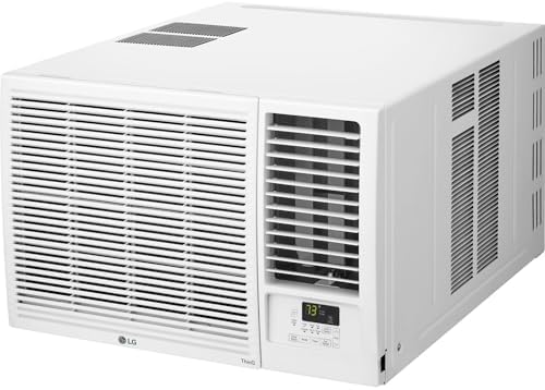 LG 23,000 BTU Smart Window Air Conditioner with Heat, 230V, Air Conditioner Cools Rooms up to 1,400 Sq.Ft., Smartphone & Voice Control works with Remote, White