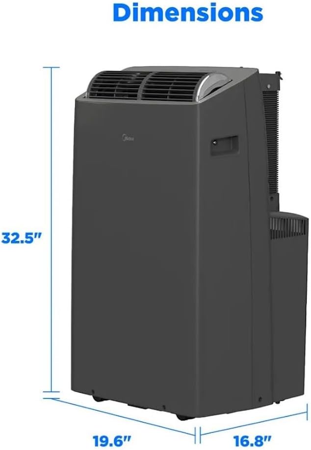 Midea DUO 10,000 BTU SACC Smart Inverter Portable Air Conditioner, Grey MAP12S1TGR-S