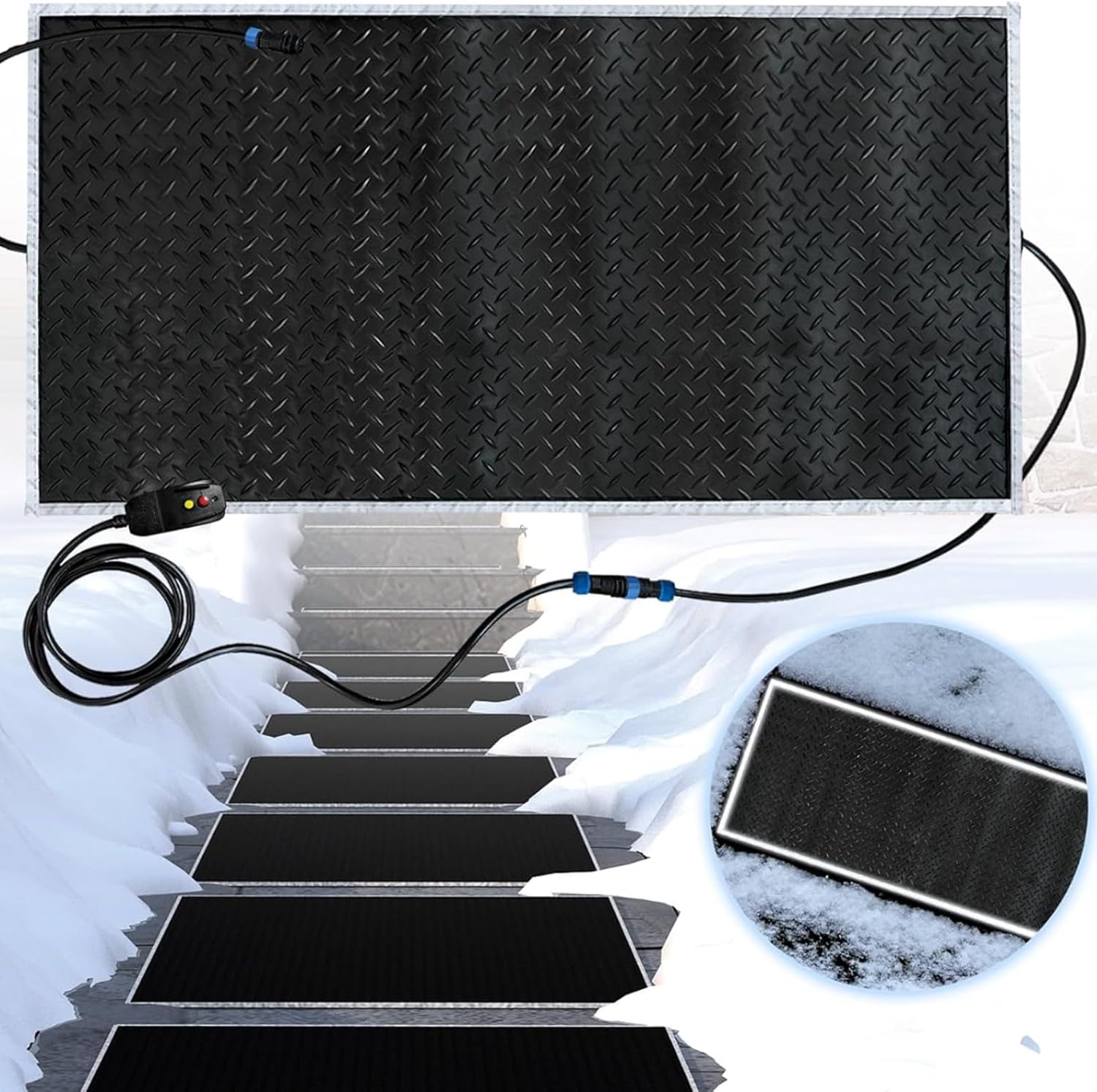 Snow and Ice Melting Mat, Snow Melting Mat Mats Fast Snow Melting, Outdoor Heated Mats Low Temperature Resistance Moisture Proof Waterproof, for Outdoor Snowmelt(25 * 75cm,4 Slice)