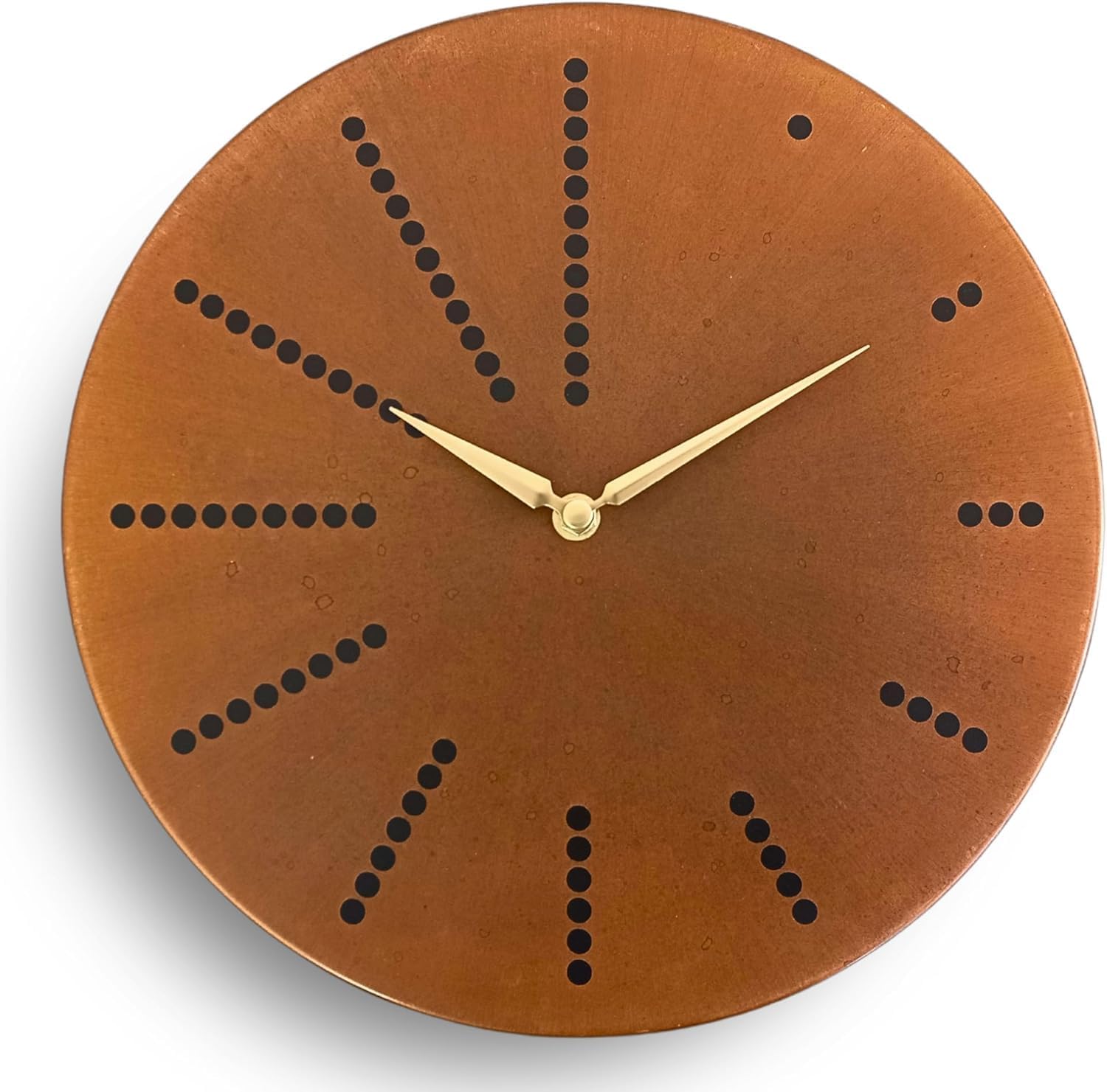 A Rusty Copper-Colored Silent Wall Clock, Now A Representative of Rural Households, is Used in Living Rooms, Bedrooms, Kitchens and Offices(Gold Colored Hands)