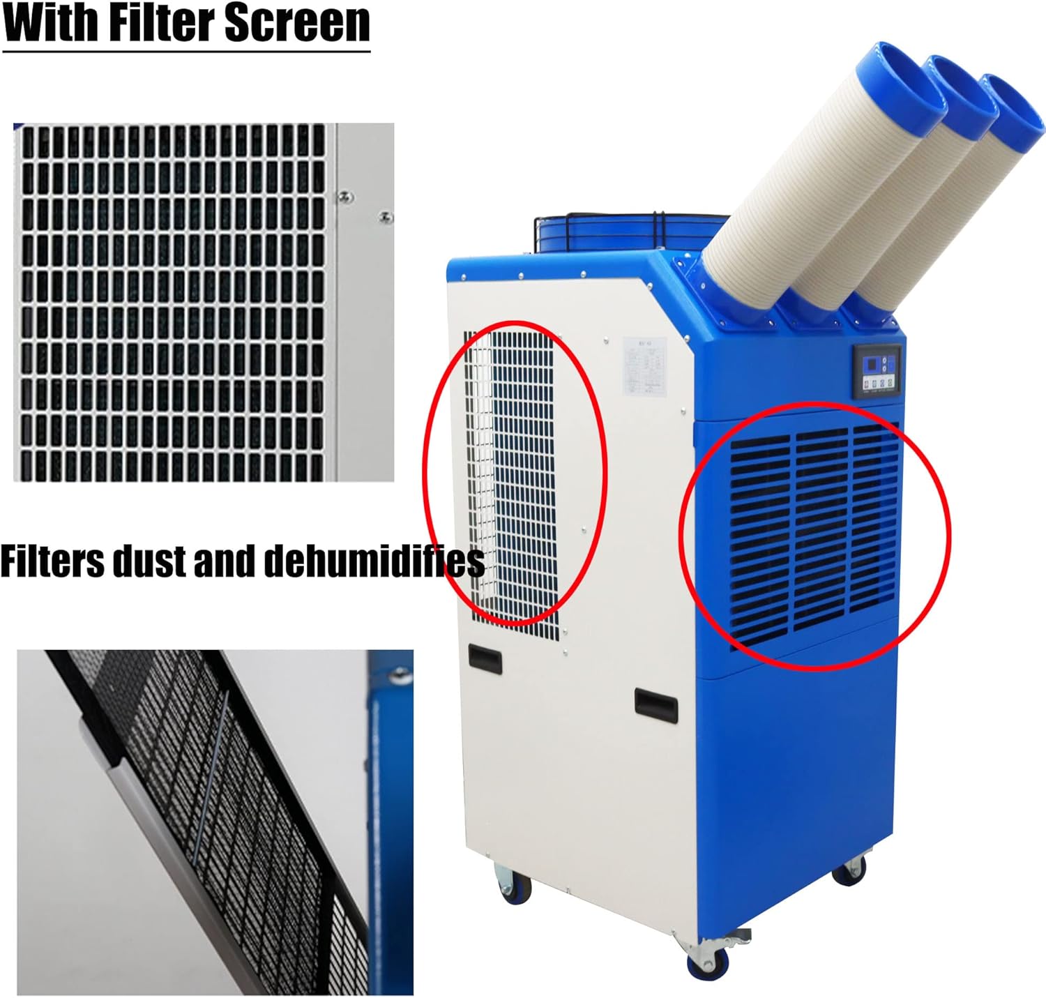 Industrial Air Conditioner Portable Mobile Spot Cooler Industrial Grade Commercial Indoor Outdoor Machine Three Tubes 220V 2400W