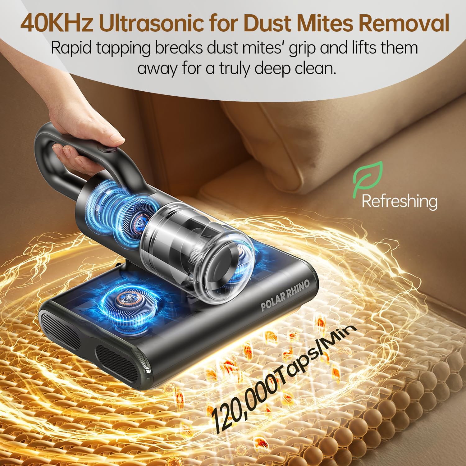 Dual Brush-Roll Mattress Vacuum Cleaner with 25KPa High Suction, UV-C Light, 140°F Heating & Triple HEPA Filter [Allergens & Pet Hair Removal] Handheld Bed Vacuum for Couch, Quilt, Mattress, Crib