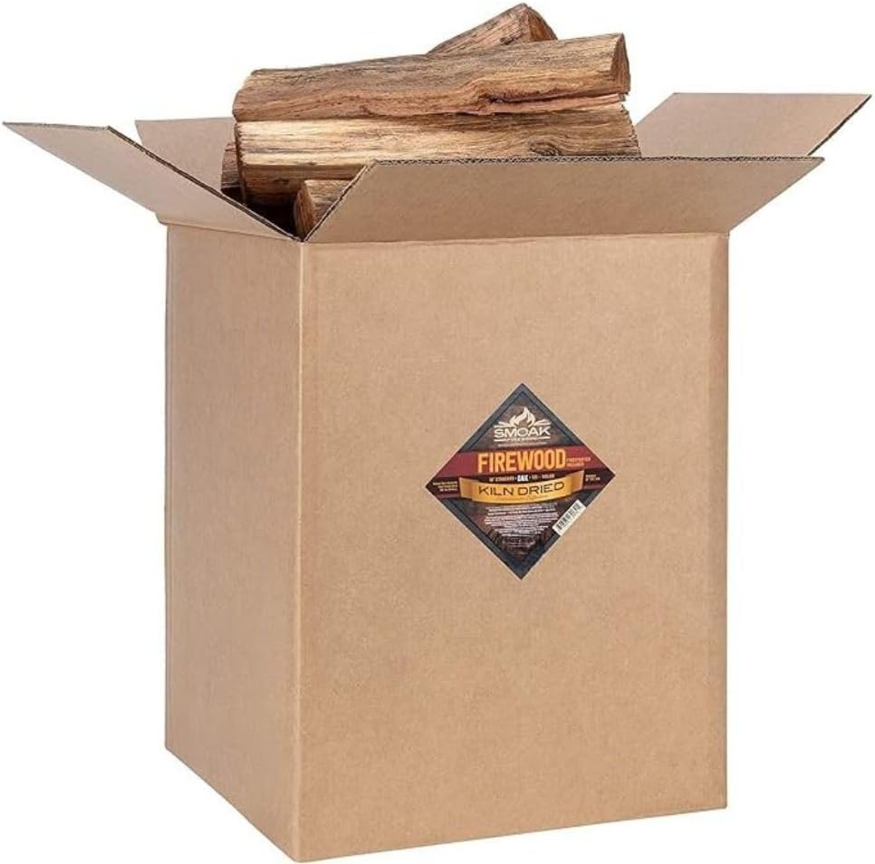 Smoak Firewood - Kiln Dried Premium Oak Firewood (Includes Firestarter) (Large (16inch Logs) 120-140lbs)