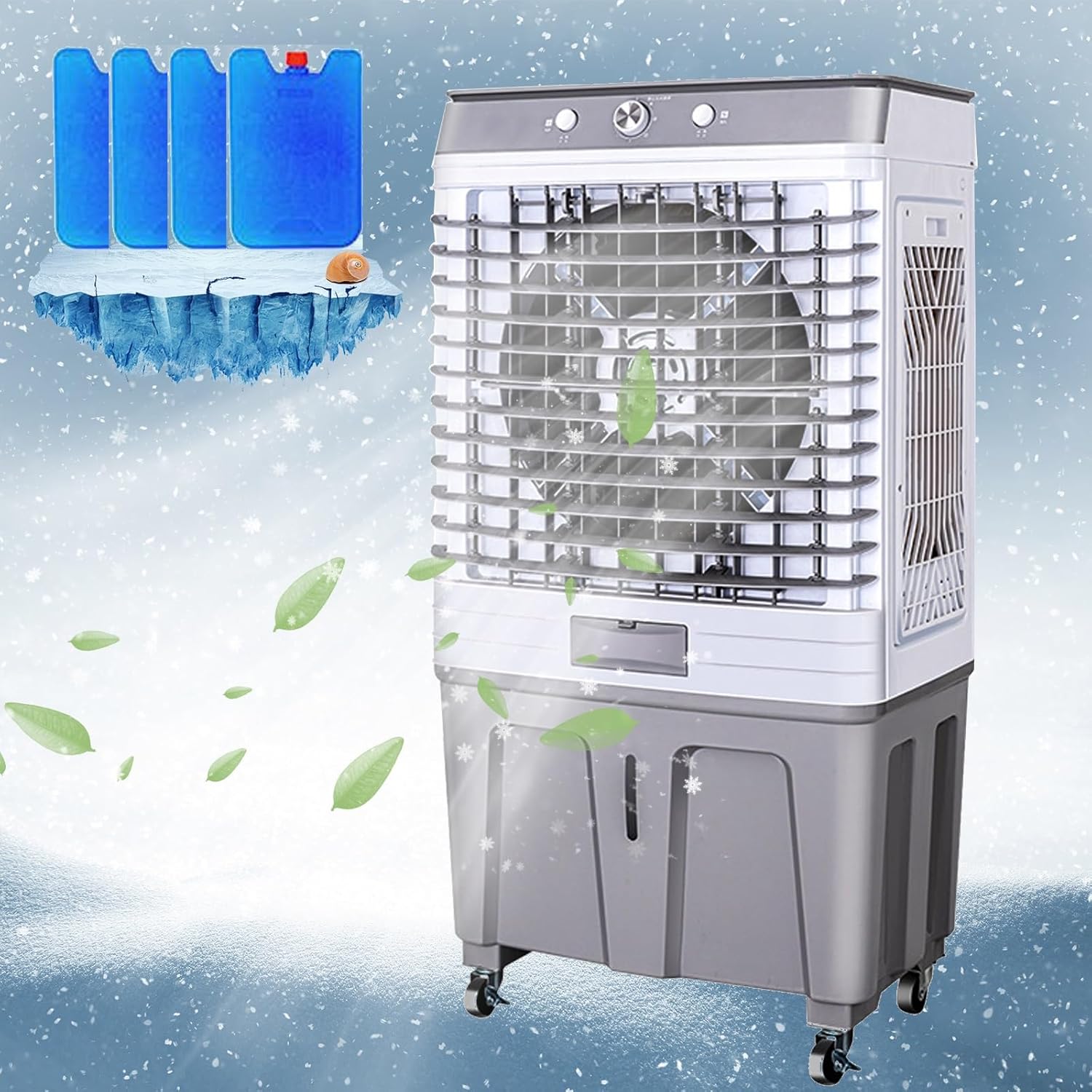 Portable Air Conditioners, 3800 CFM Swamp Cooler with 13 Gal Water Tank, 3-Speed Fan, Evaporative Air Cooler with 4 Ice Packs for Outdoor, Office, Home