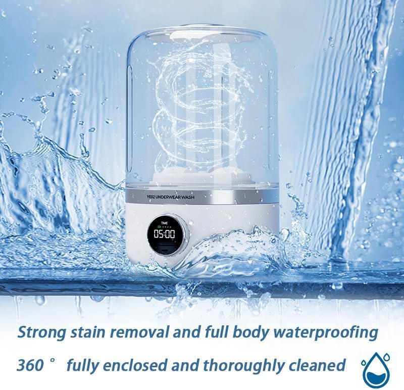 Underwear Washing Machine, Upgrade Mini Portable Washing Machine Rechargeable Underwear Washer Deep Cleans Small Clothes for Apartment, Dorm, RV, Travel & Hotel Use (1.5L)