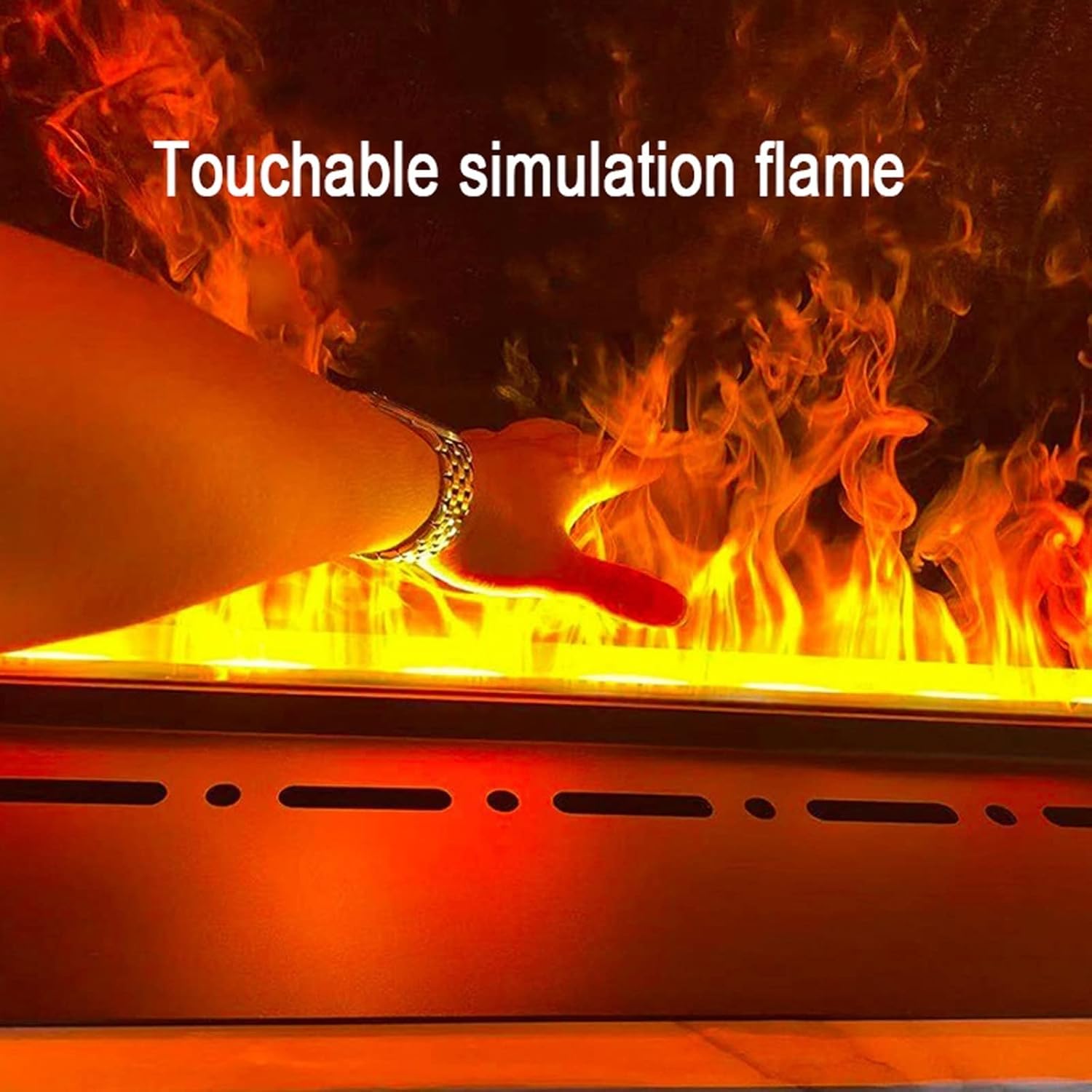 3D Water Vapor Fireplace with Humidifier Flame 3D Simulation Flame Electric Fireplace-Wall Mounted Super Long Flame ​Low Noise with Anti-Drying Protection and Remote Control