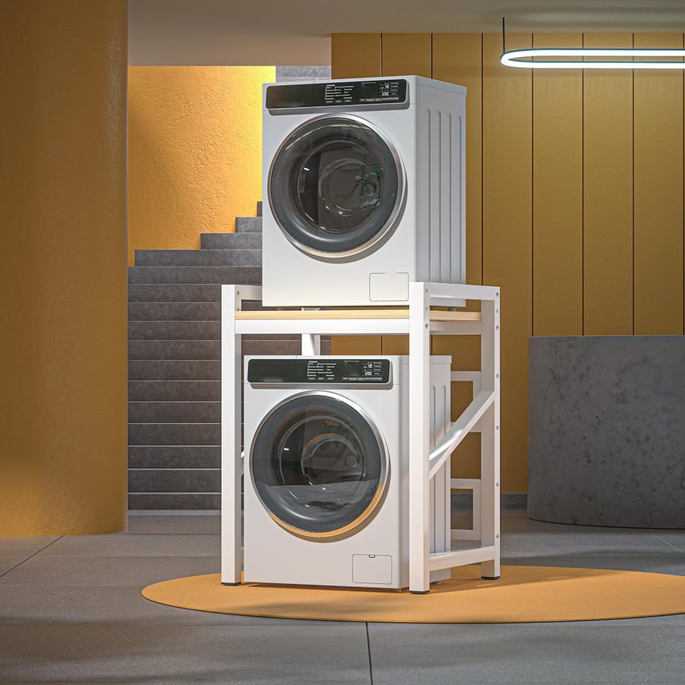 Tumble Dryer Stand with Adjustable Height, Washer and Dryer Shelves with Storage Space, Metal Over The Washer Storage Shelf, Load Capacity 300kg, for Laundry Room