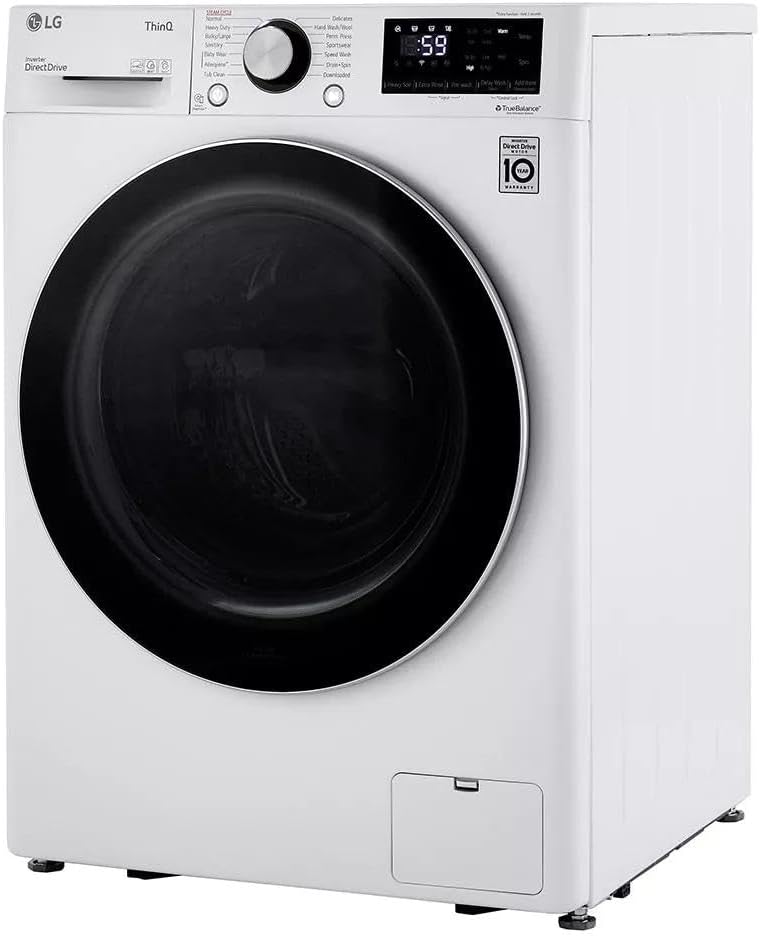 24 in. W 2.4 Cu. Ft. Compact Stackable Smart Front Load Washer in White with Steam and AI Fabric Sensor/Smart Pairing