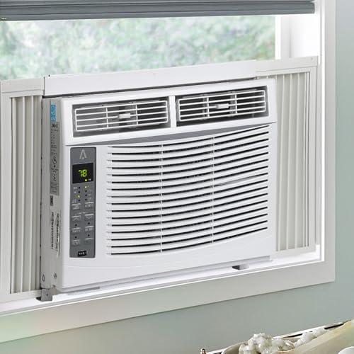 Window-Mounted Air Conditioner 6000 BTU, AC Unit Cools Up to 300 Sq. Ft., Window AC Unit with Remote Control, Quiet Operation, Effortless Temperature Control, 3 Fan Speeds, Auto Restart, White