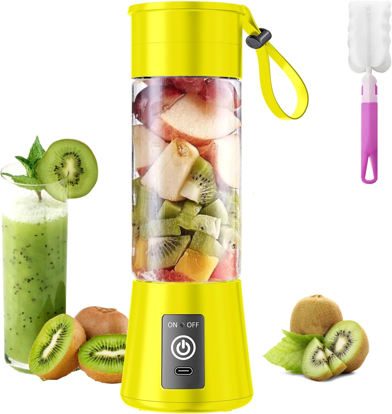 Personal Blender for Shakes and Smoothies - 2025 New Upgrade Cordless Portable Blender USB Rechargeable, 380Ml BAP Free Juice Cup, 6 Blades Freshly Squeezed for Picnic/Sports, 20000Rpm/Min Speed
