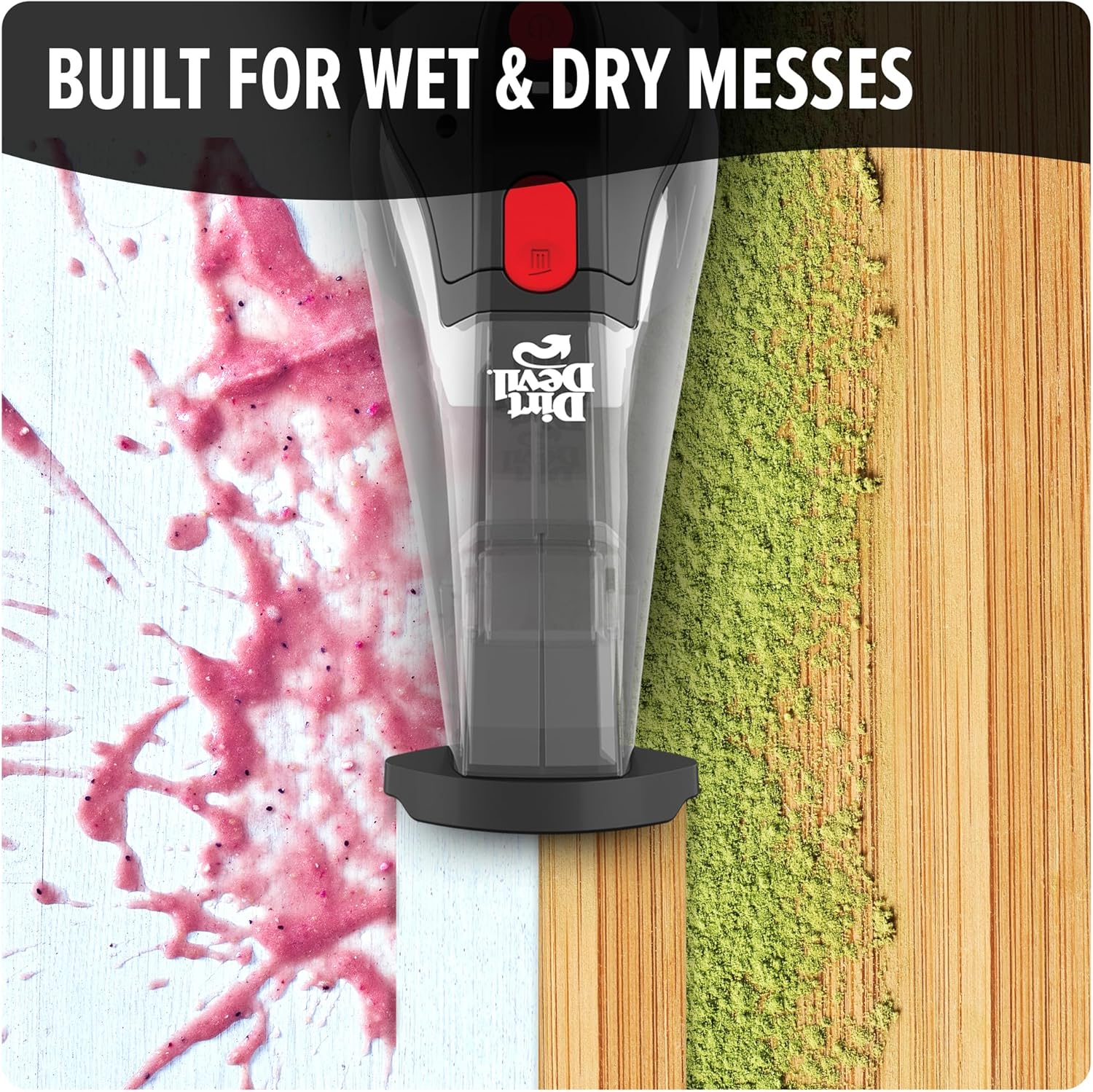 Dirt Devil 16V Cordless Handheld Vacuum Cleaner, Powerful Suction, Lightweight, Hand Vac for Wet and Dry Pickups, Includes Crevice Tool and Rechargeable Battery, Portable Vacuum Cleaner