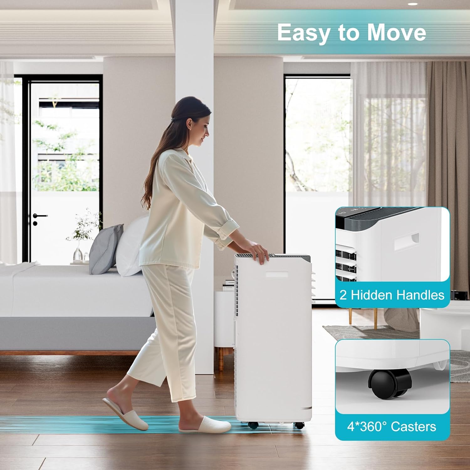 10,000 BTU Portable Air Conditioners, 4 in 1 Portable AC Unit, Cool, Heat, Dehumidifier & Fan, 450 Sq.Ft Room Air Conditioners Portable Up, LED Display & Remote/24 Hrs Timer/Self Evaporation