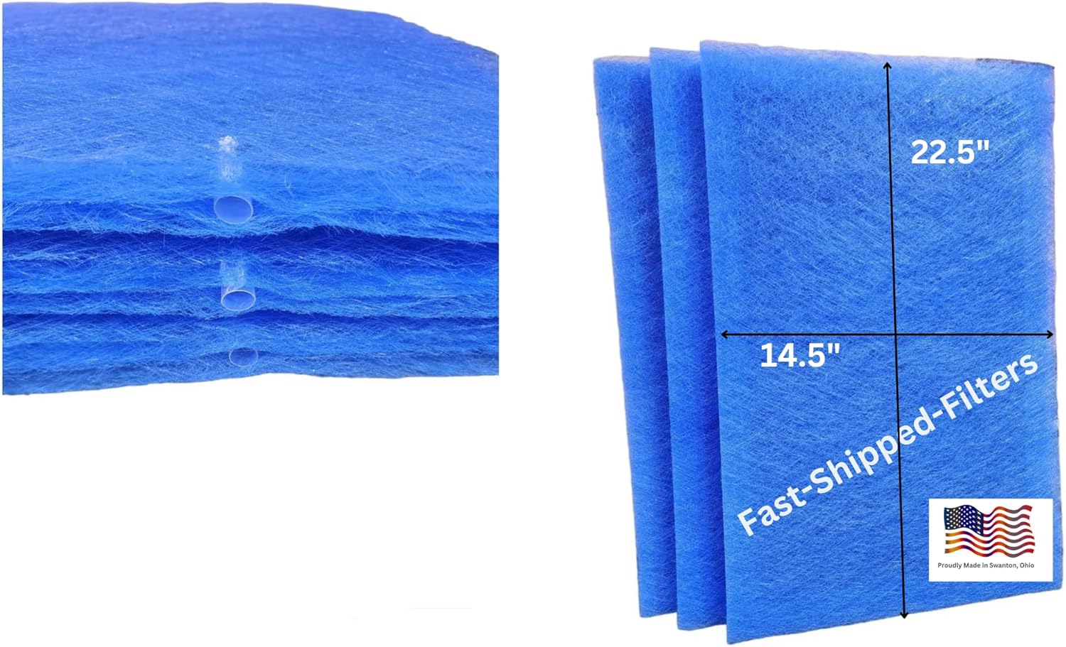 Fast-Shipped-Filters 3 Pack 16x25 Replacement Filter Pads Compatible with PremierOne Pure Flo P6100 MS-1625 Air Cleaner Refill Blue