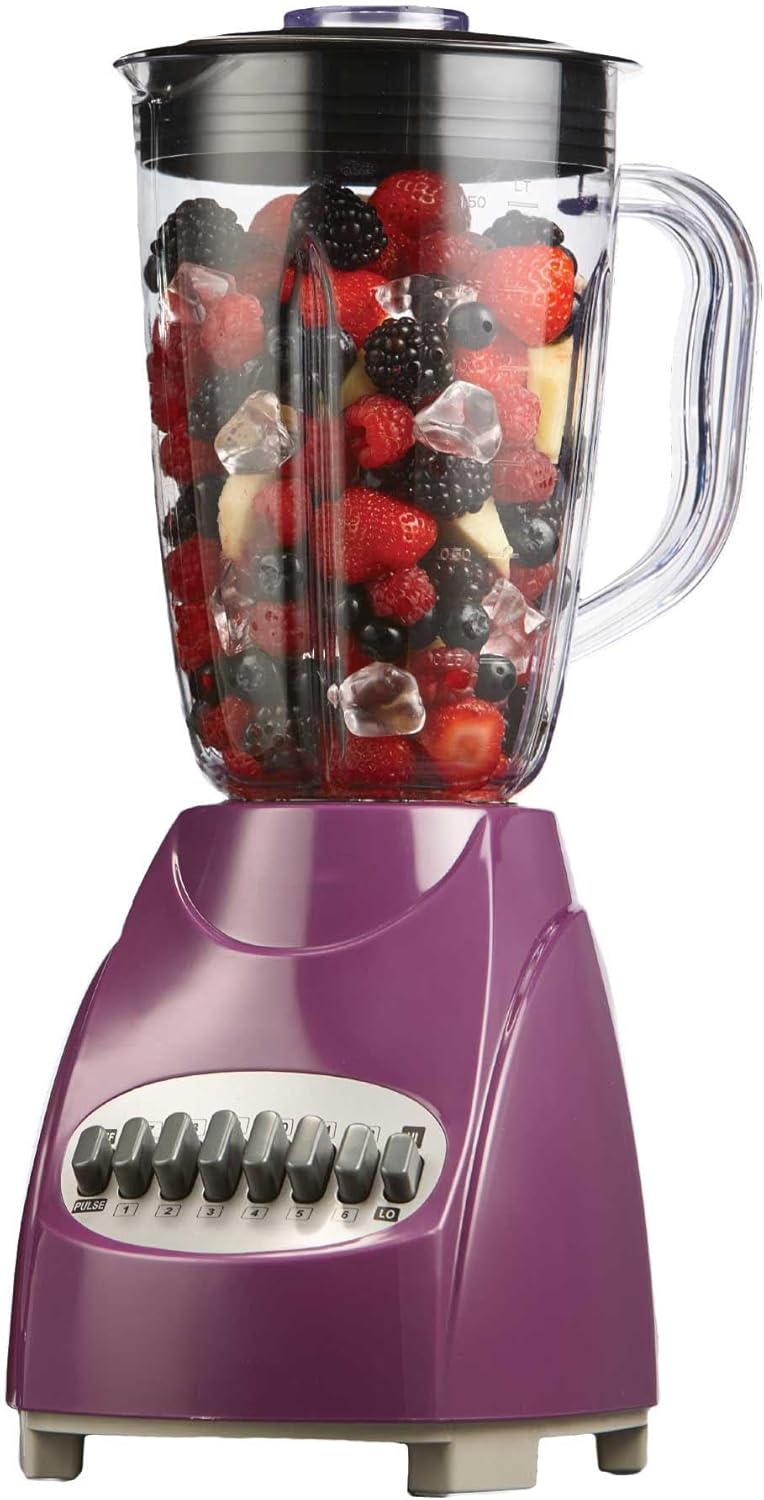 12-Speed Countertop Blender with Pulse Function – 50oz BPA-Free Jar, Stainless Steel Blades, Ice Crusher & Smoothie Maker, 350W Kitchen Blender (Purple)