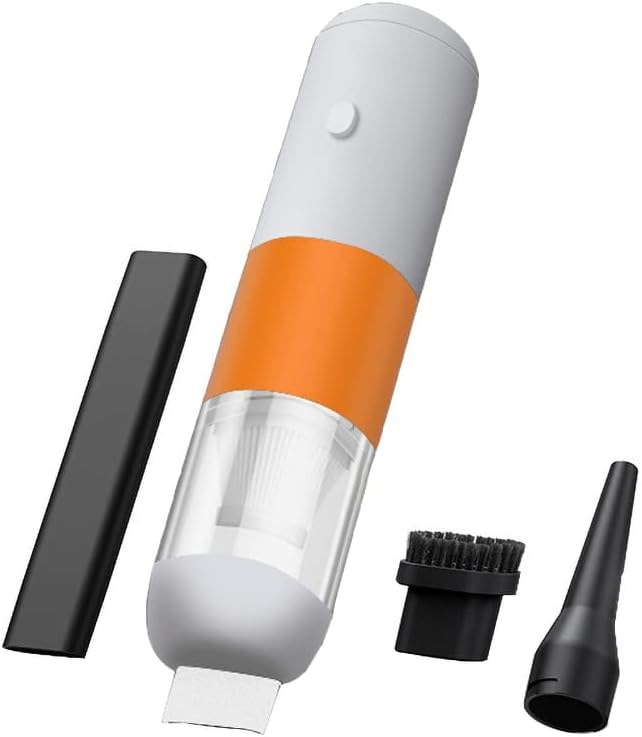 Hand Held Vacuum, WirelessVacuum Cleaner Cordless Handheld Vacuum Home Dual Use Vacuum Cleaner with Built-in Battrery (Color : White Orange)