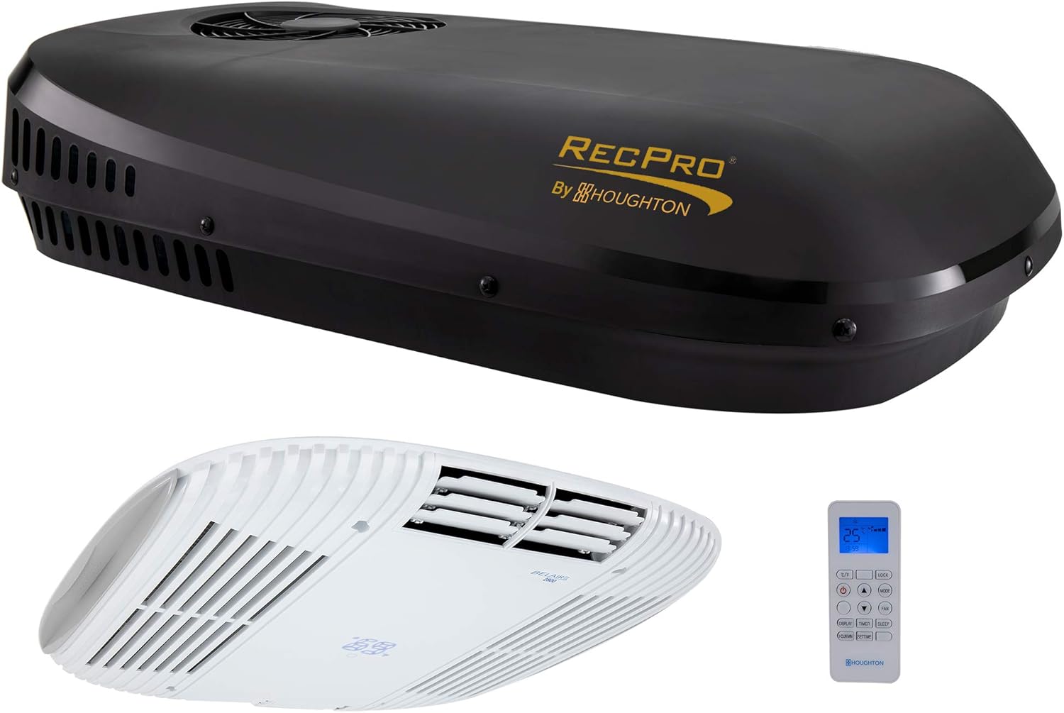 RecPro RV Air Conditioner Low Profile 9.5K Non-Ducted | Optional Heat Pump | Quiet AC | Cooling Only | RV AC Unit | Camper Air Conditioner (Do Not Include Heat Pump, Black)