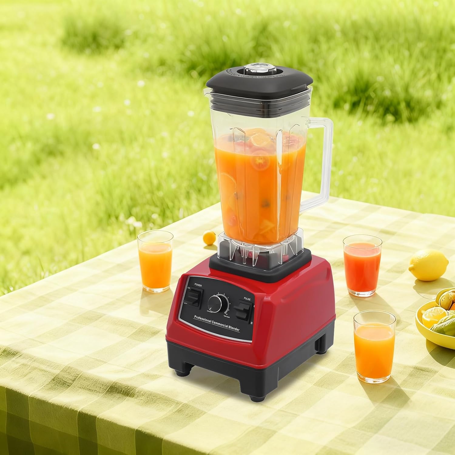 2200W Professional Countertop Blender, High Speed Commercial Smoothie Blender for Shakes, 68oz Heavy Duty Countertop Blender with 6 Blades, Ice Crusher & Pulse Control (Red)