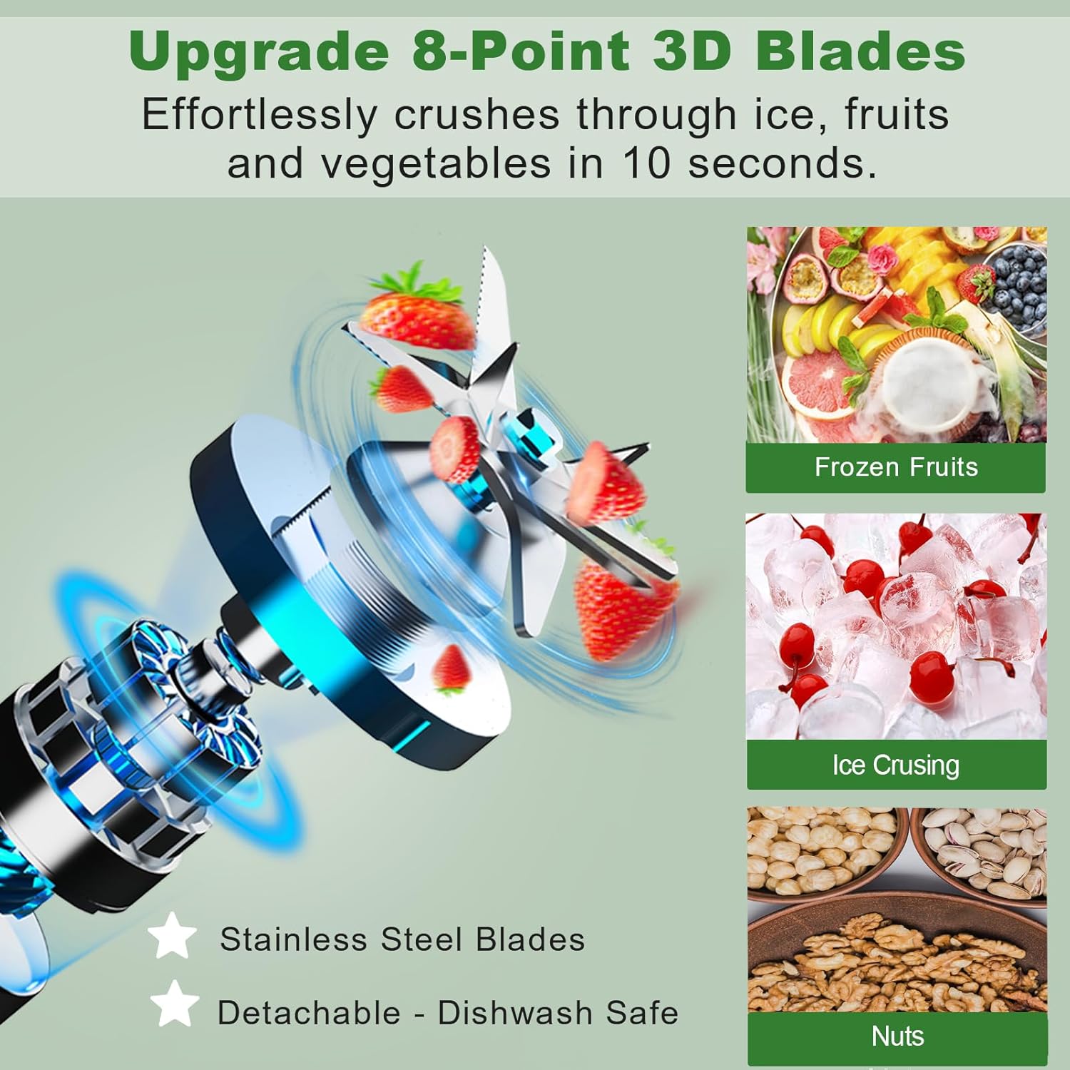 Powerful Blender for Kitchen 1500W, 68 Oz Large Capacity Countertop Blender for Smoothie with Stainless Steel Blades, BPA Free, Frozen Drinks, Ice Crush, Protein Shakes (Silver)