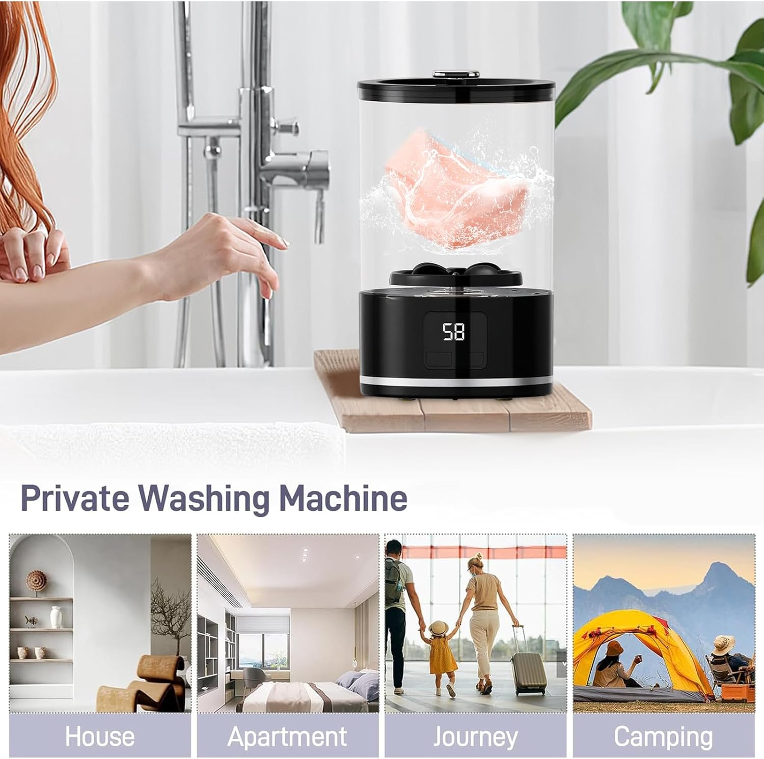 Portable Washer - 7.87x4.33x5.12 inches Clothes Cleaner for Convenience, Electric Laundry Machine with Compact Design, for Home, College, Dorm, Travel, Small Apartment, Outdoor, RV, Hiking, Camping