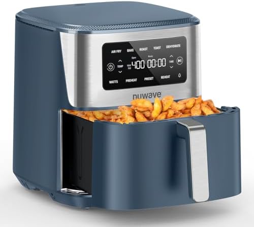 Nuwave Brio Plus 6-in-1 Air Fryer, 7-Qt Large Capacity, 50°F–400°F Precise Temp Control, Non-Toxic PFAS-Free Nonstick, Air Fry, Bake, Roast, Toast, Dehydrate, Reheat, 100 Presets, Dishwasher Safe