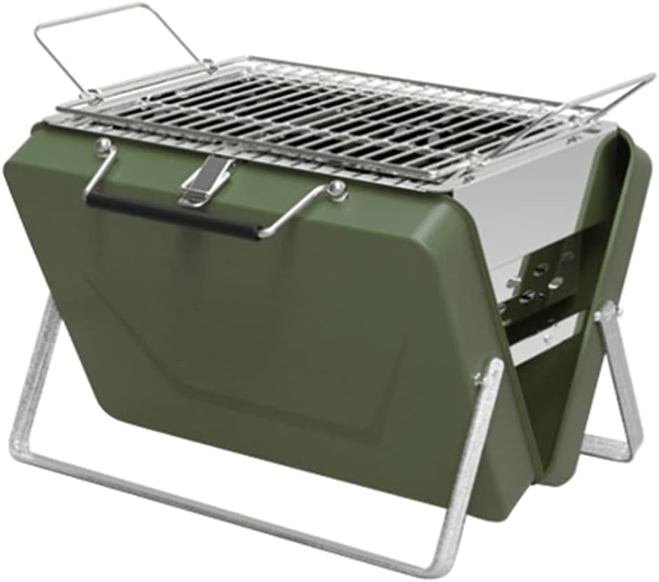 BBQ Grill Outdoor Charcoal Grill with Stainless Steel Barbecue Net, Folding Portable Lightweight Barbecue Grill Tools for Outdoor Barbecues Camping Traveling Picnics Garden Beach P