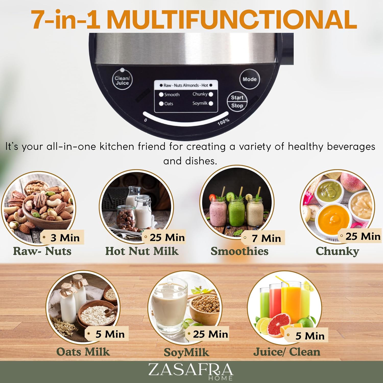 Nut Milk Maker Machine 50oz/1.5L Stainless Steel | 6-7 Cups Per Batch,7-IN-1 Appliance, Almond, Oat & Soy Milk Maker with Built-In Strainer -No Mesh Bags, Creamy Plant-Based Milks, Smoothies & Soups