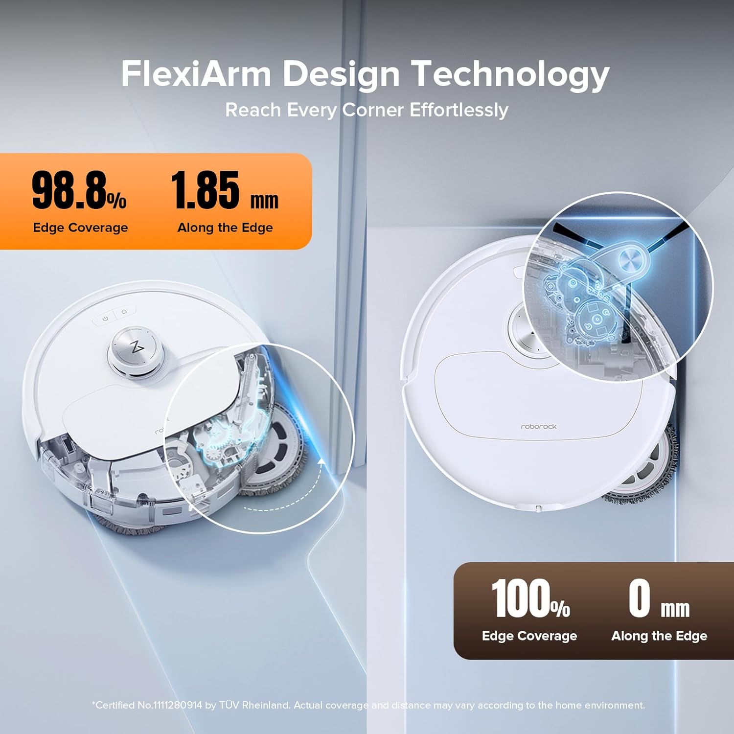 roborock Qrevo Master Robot Vacuum and Mop Combo, 10,000Pa Suction, FlexiArm Design Side Brush & Mop, Auto Mop Washing & Drying, Self-Emptying&Refilling, White (Renewed)