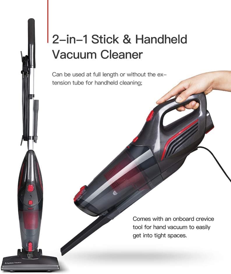 Handheld Vacuum Clean,Upright Vacuum Cleaner Upright Stick Vacuum Cleaner 2 in 1 Stick Handheld Vacuum Cleaner Bagless, 15000Pa Powerful Suction, 1L Large Bin Capacity, Handheld Corded Stick Vaccum fo
