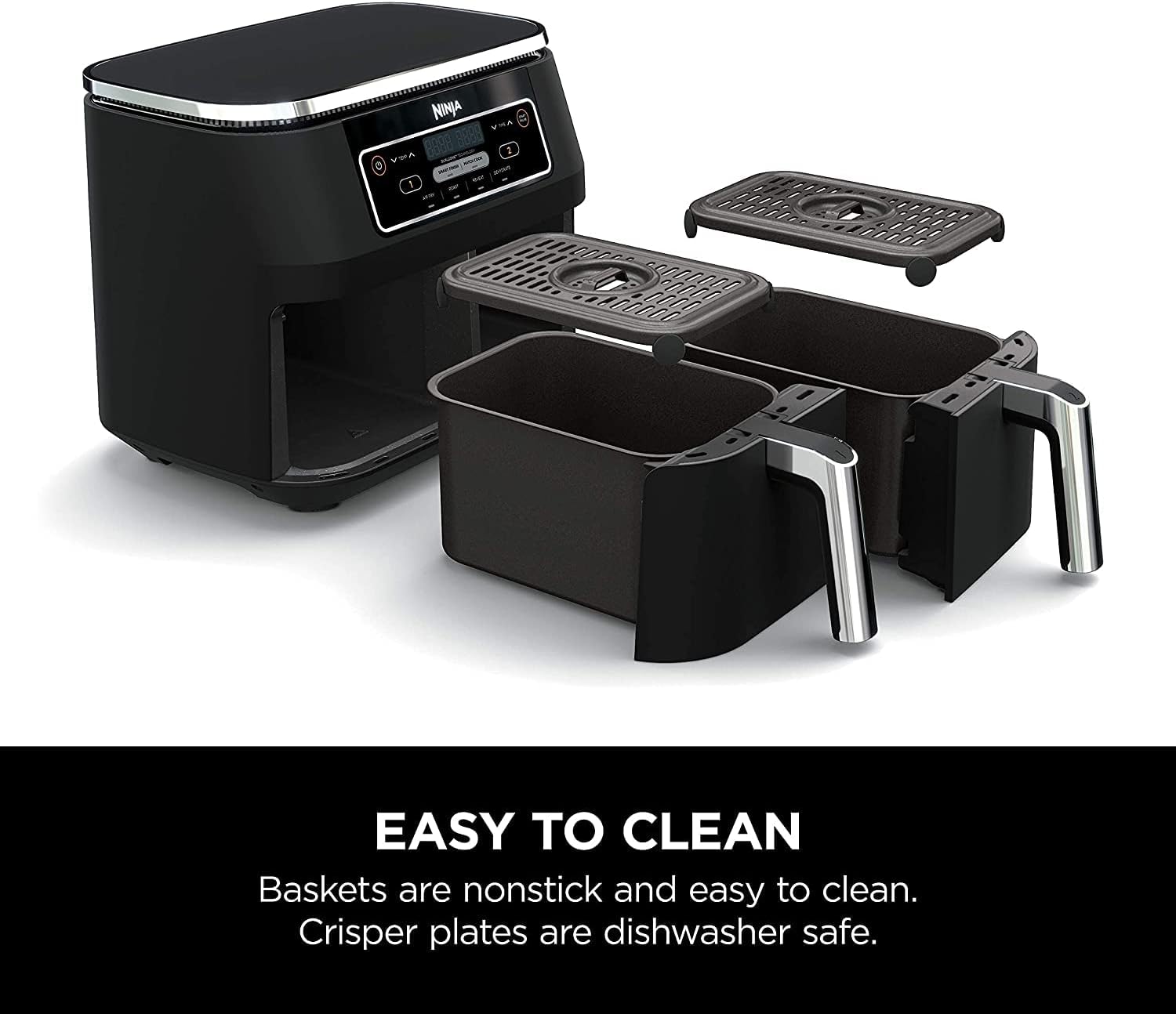 Ninja DZ100 Foodi 4-in-1, 8-qt., 2-Basket Air Fryer with DualZone Technology (Renewed), DZ100 8-qt BLACK