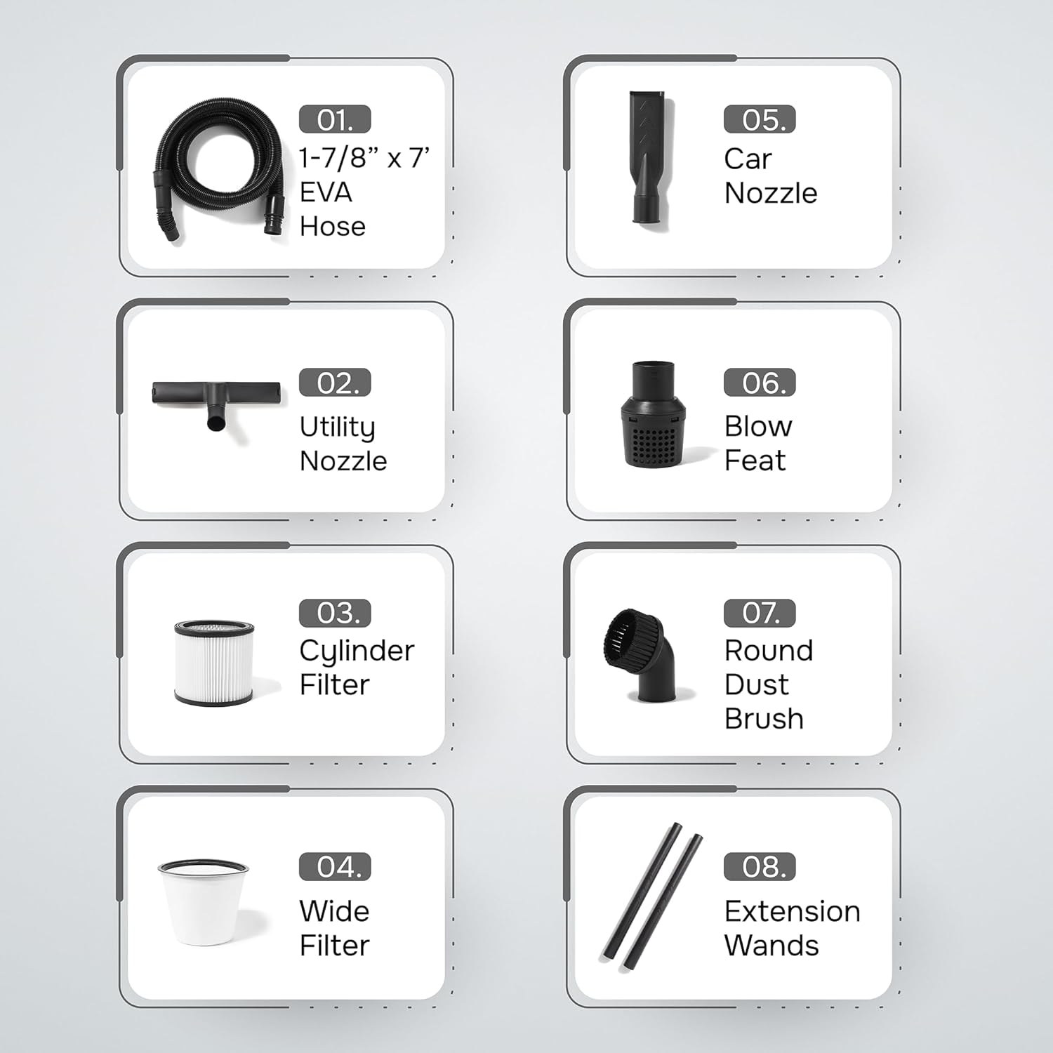 6 Gallon 3.0 Peak HP Wet/Dry Vacuum, Stainless Steel Tank, 3 in 1 Function Portable Shop Vacuum with Attachments, Ideal for Jobsite, Garage & Workshop.