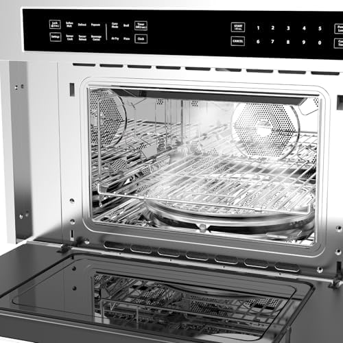 30 Inch Built-In Convection Microwave Oven Combo, 1.6 Cu. Ft., 1700W - Air Fryer - Broil, Bake, Roast - Touch LCD Control, Drop-Down Door, Child Safety Lock - Stainless Steel - Color: