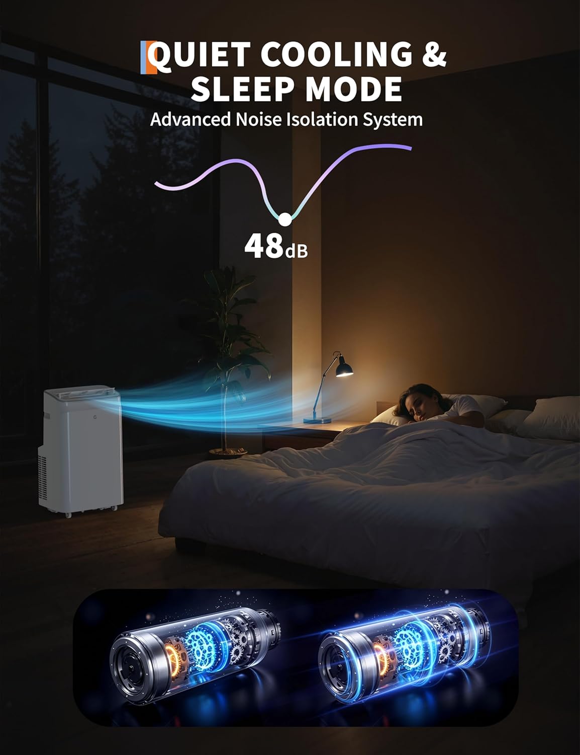 Versatile 12000 BTU Portable Air Conditioners with Remote, Quiet AC Unit for Rooms up to 550 Sq.Ft., 3-IN-1 Standing Air Conditioner with Fan & Dehumidifier, 3 Speed, Timer, Auto Swing, White Top