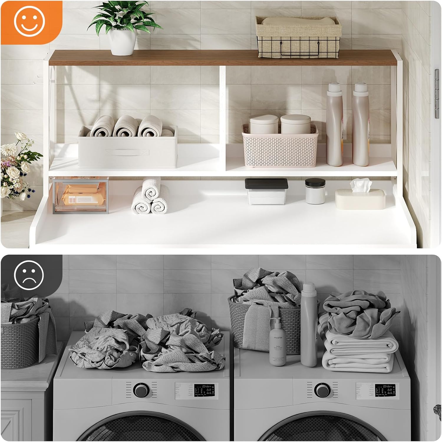 HOOBRO 3-Tier Washer Dryer Countertop with Shelf, 54