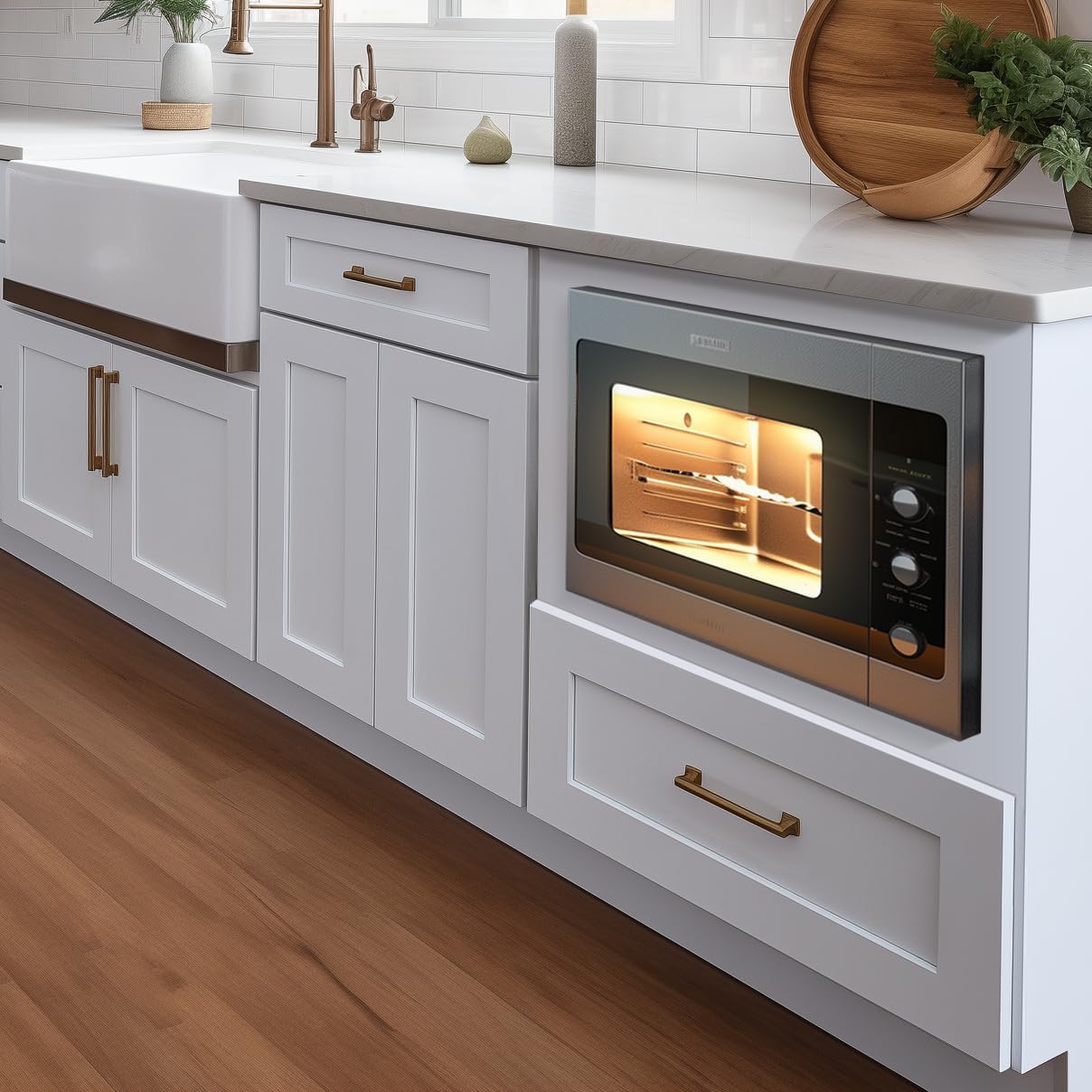 Microwave Base Cabinet – Solid Wood Shaker Style Kitchen Storage Base Unit with Drawer & Soft-Close Doors, RTA Pantry Cupboard for Dining Room, Coffee Bar 30