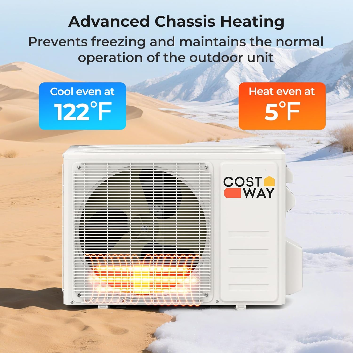 COSTWAY 23000 BTU Mini Split Air Conditioner, 208/230V 17 SEER2 Wifi Enabled Inverter Air Conditioner & Heater Pump System Cools Up to 1500 Sq. Ft, Work with Alexa,13ft Installation Kit Included