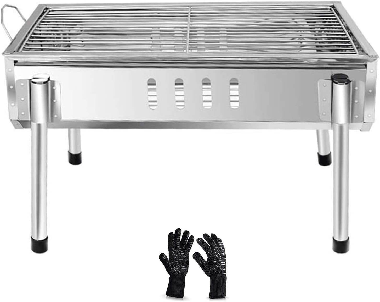 BBQ Grill Outdoor Outdoor Indoor Barbecue Charcoal Grill Barbecue Grill Outdoor Stove Camping Stove Portable Barbecue Charcoal Grill Stainless Steel Folding Camping BBQ Kabob Grill