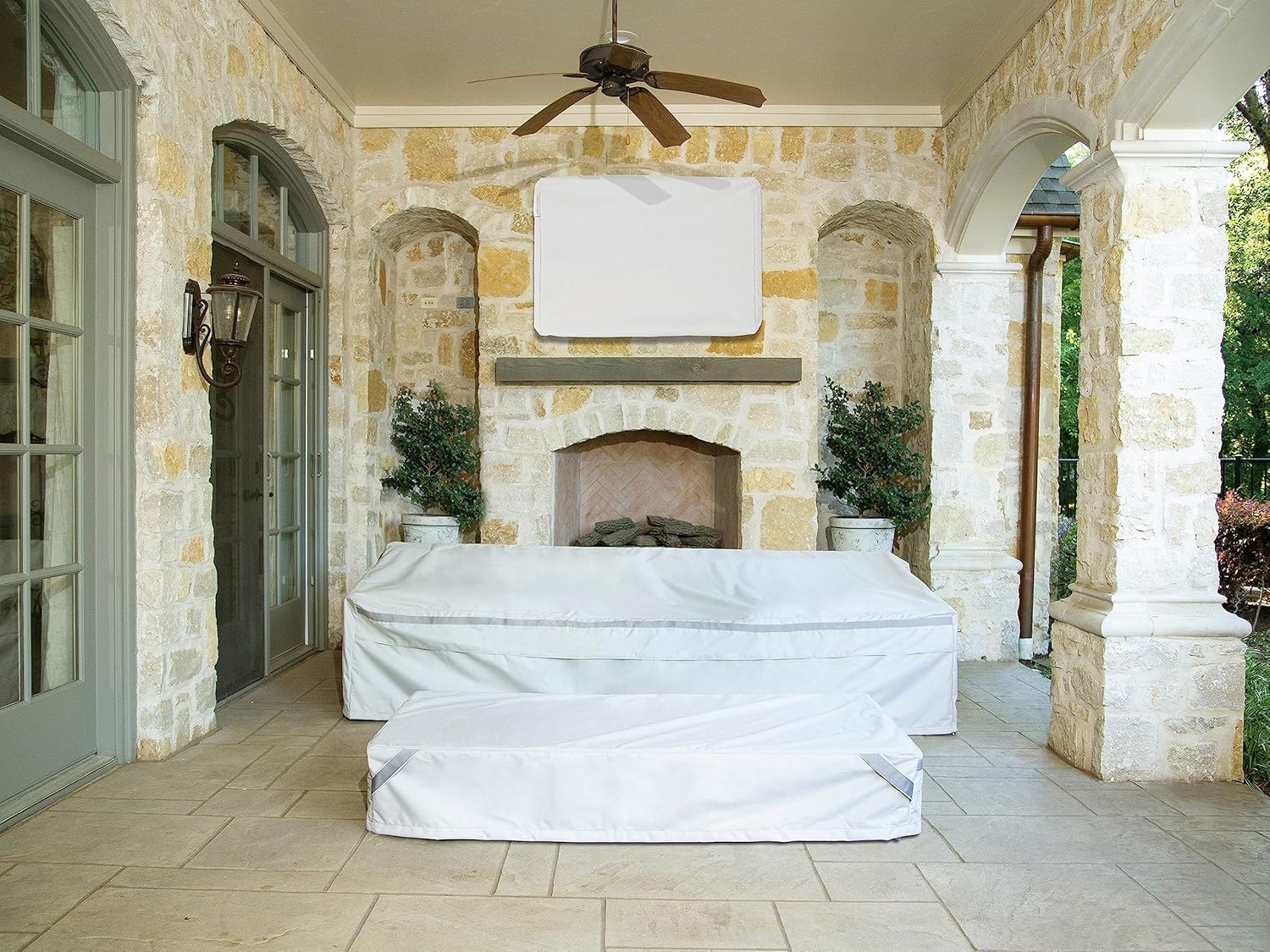 Covermates Prestige Square Fire Pit Cover – Heavy-Duty Water-Resistant Outdoor Patio Protection with 900D Polyester, Mesh Air Vents, Buckle Straps & Drawcord Hem, Square 52W x 52D x 25H, Stone