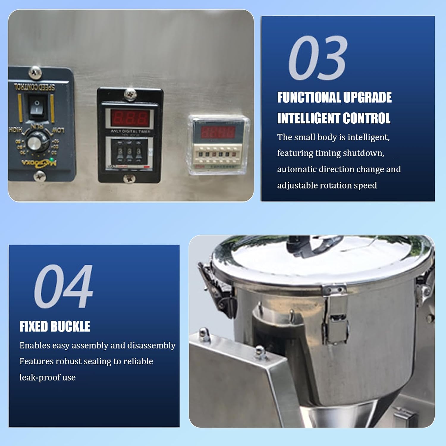 304 Stainless Steel Dry Powder Granule Mixer - Electric Laboratory Mixer For Feed Pellets, Fertilizers - Small Drum Blender With Particle Mixing Function, Speed Adjustable 10L