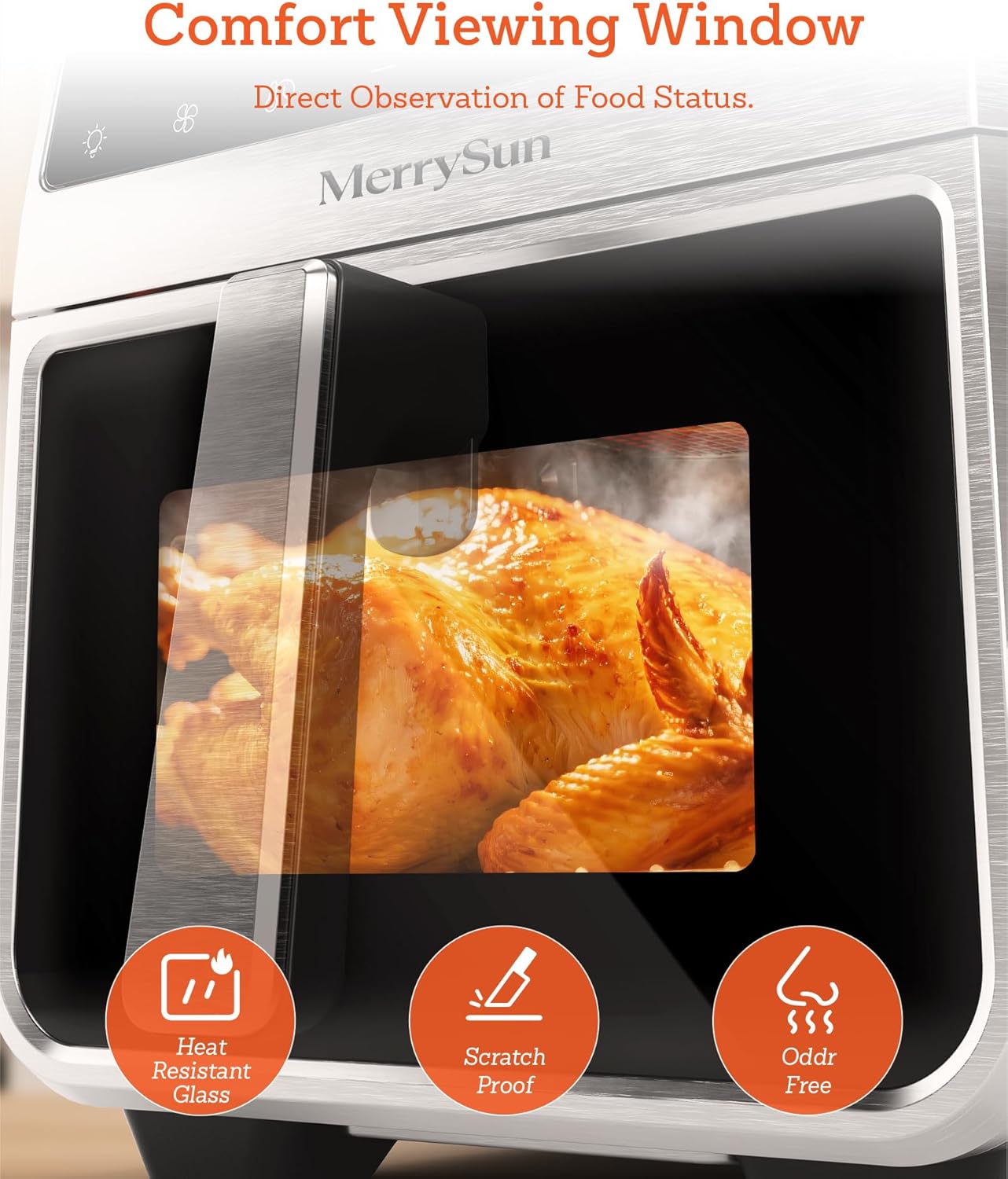 6 Qt Stainless Steel Air Fryer, Stainless Steel Housing& Full Metal Inner Pot, PTFE and PFAS Free, 9 Digital One-Touch Cook Functions,120°F~450°F, 1700W