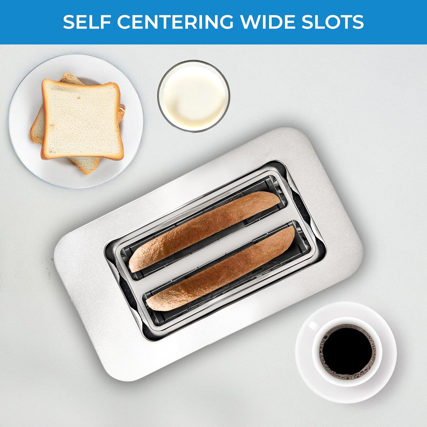 Kenmore 2-Slice Toaster | Color Touch Screen & 6 Shade Settings | Extra Wide Slots | Digital Countdown Timer | Customizable Smart Presets | Reheat, Defrost, Add Time Functions | Stainless Steel