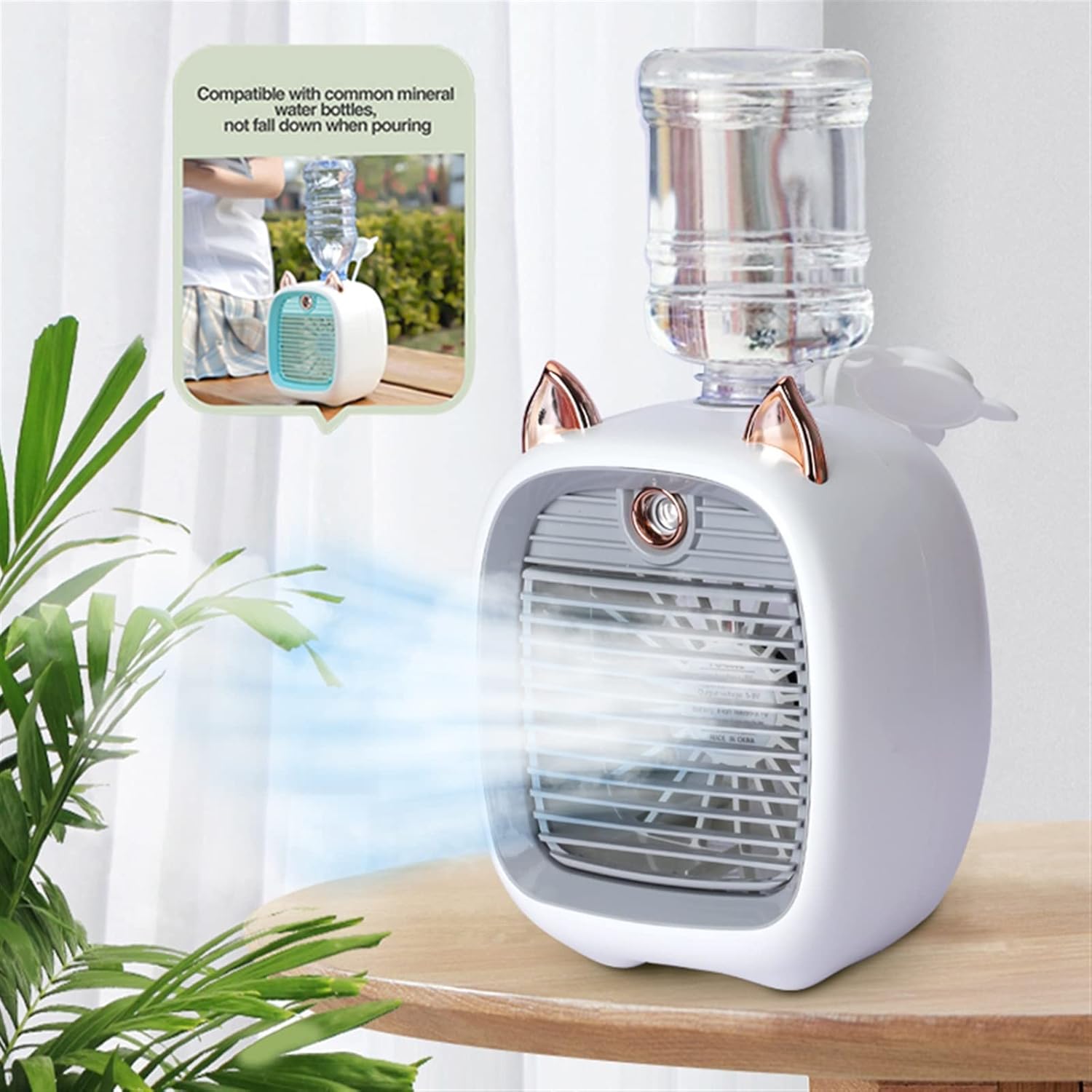 Humidifiers for Bedroom 1200/2400mAh Air Conditioner Portable Camping Fan Rechargeable Spray Cooling Cute Air Humidifier Fan Outdoor Home Humidifier for Home (Color : 2400mAh Pink)