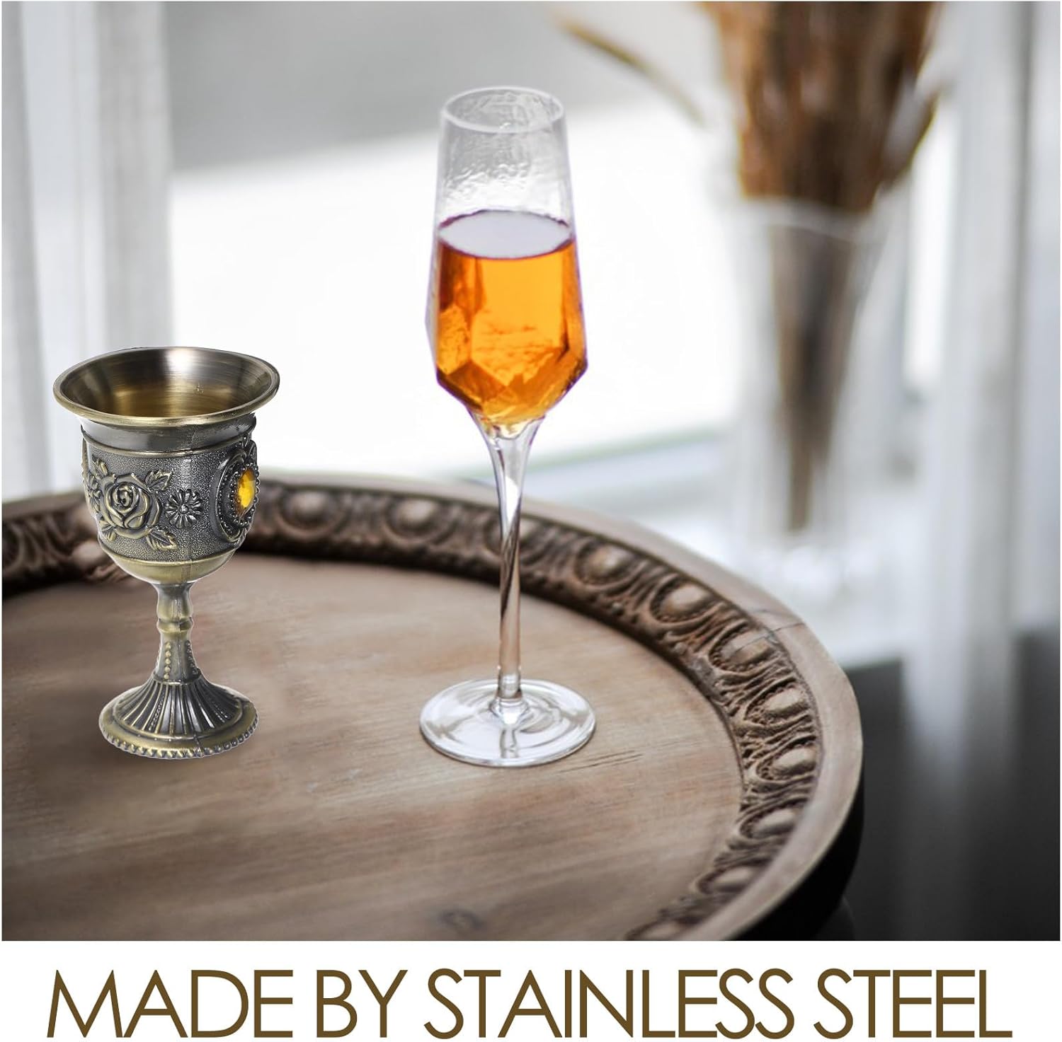 Vintage Metal Wine Goblet Retro Liquor Cup Household Decorative Wine Cup Comfortable Touch