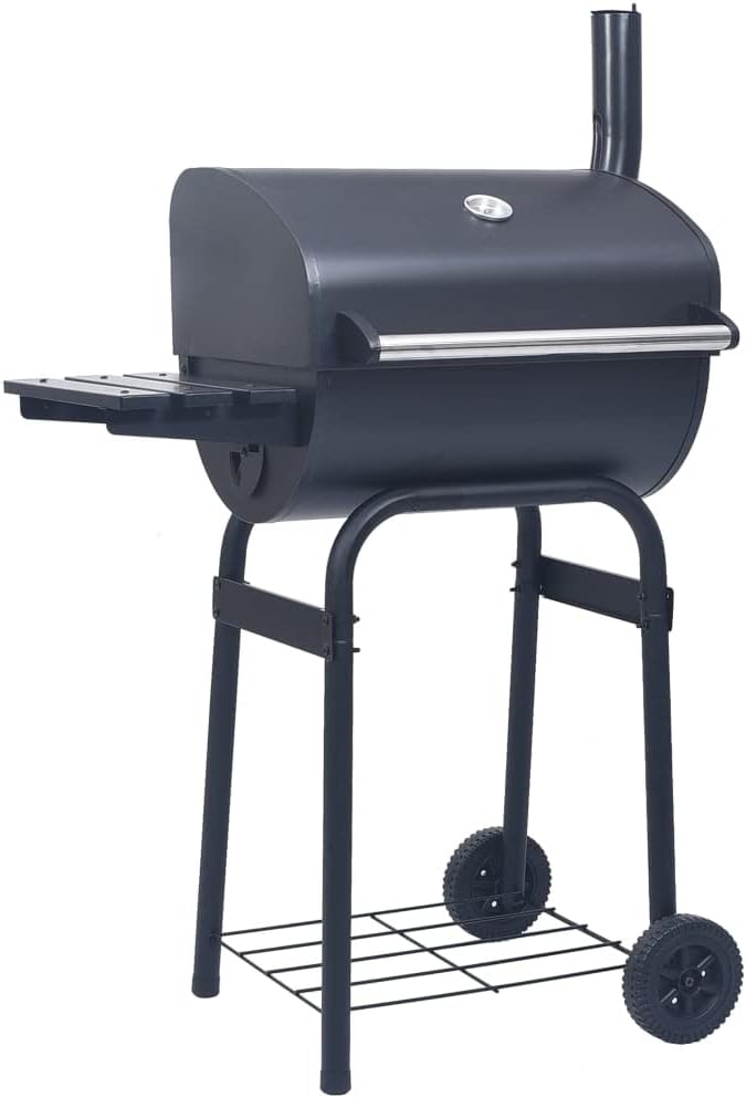 Kitchen & Dining Charcoal BBQ Grill Smoker with Bottom Shelf Black Kitchen Appliances