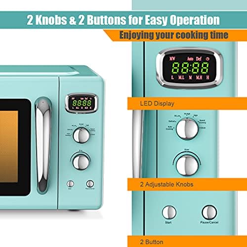 MAT EXPERT 0.9 Cu.ft Microwave Countertop, Digital Timing & 5 Micro Power, 25L Small Microwave w/Glass Turntable & 6 Preset Buttons, Delayed Start Function, 900W Mini Microwave w/Child Lock