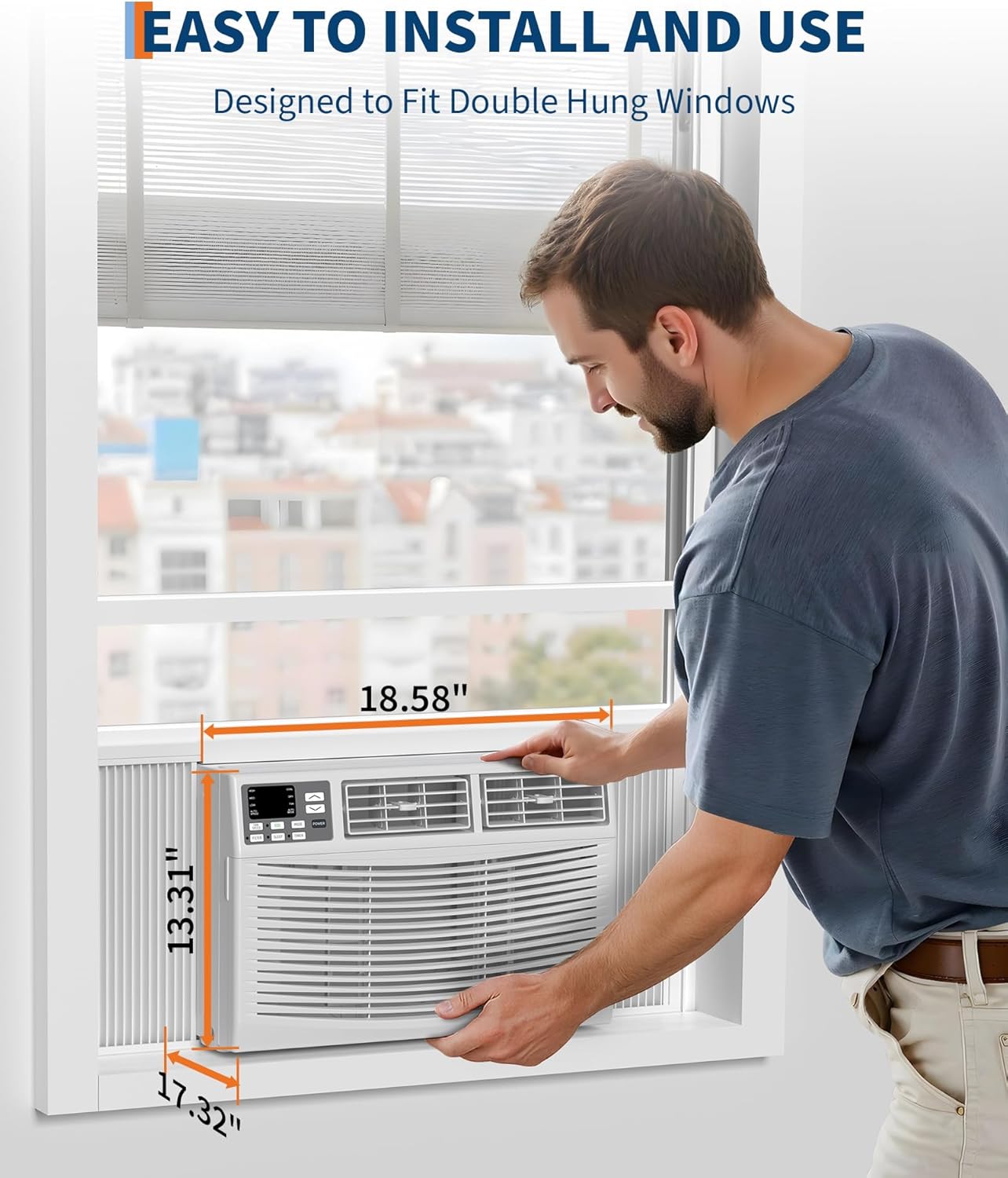 10000 BTU Window Air Conditioner with WiFi, 3 in-1 Energy Saving Window AC Unit with Remote & App Control & Timer Function & Easy Install Kit, Cools 450 Sq.Ft. for Bedroom, Living Room, White